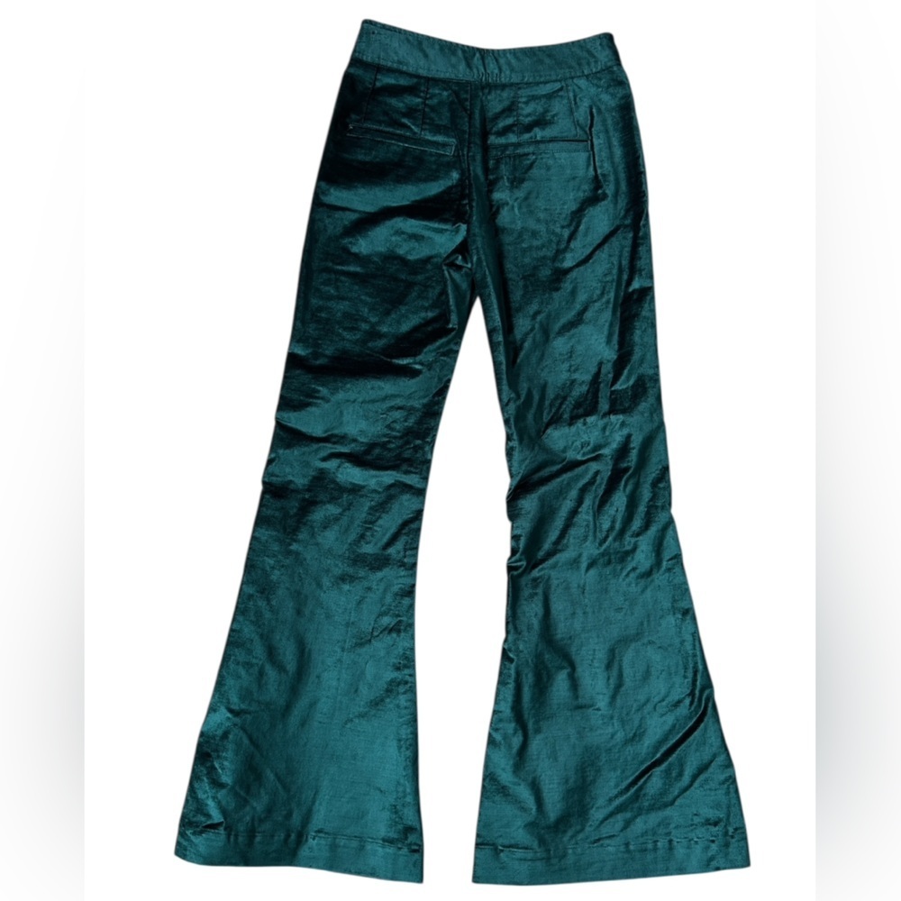 Free People Walk With You Velvet Flare Pants Emerald Green 70s Boho, Size 0 - Picture 6 of 13